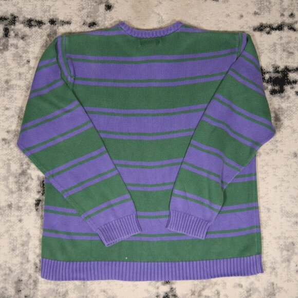 Vintage Chaps Green Purple Stripped Sweater - Picture 2 of 6